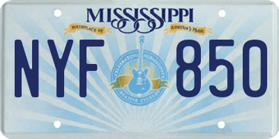 MS license plate NYF850