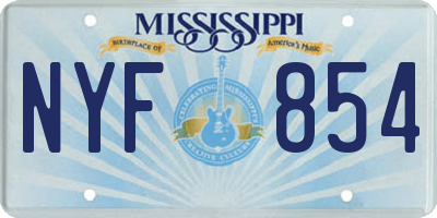 MS license plate NYF854