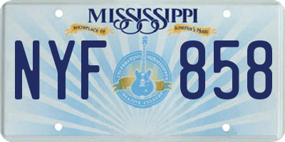 MS license plate NYF858