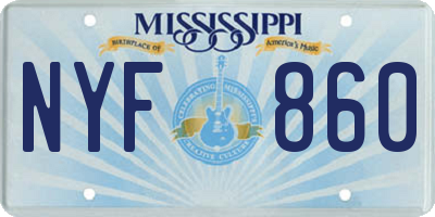 MS license plate NYF860