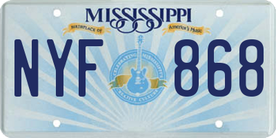 MS license plate NYF868