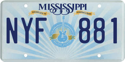 MS license plate NYF881