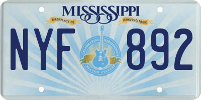 MS license plate NYF892