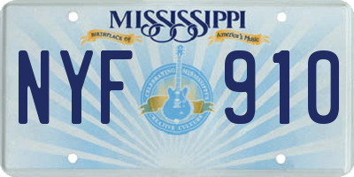 MS license plate NYF910