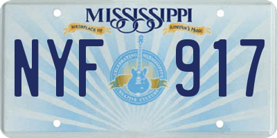 MS license plate NYF917
