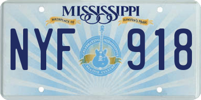 MS license plate NYF918