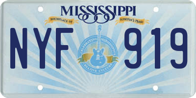 MS license plate NYF919