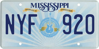 MS license plate NYF920