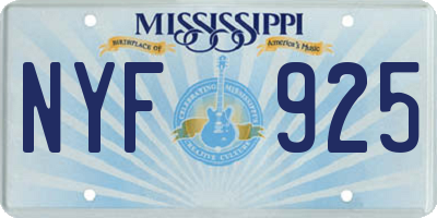 MS license plate NYF925