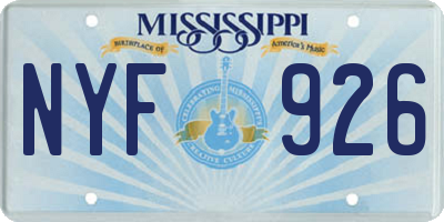 MS license plate NYF926