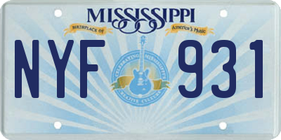 MS license plate NYF931