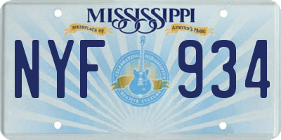 MS license plate NYF934