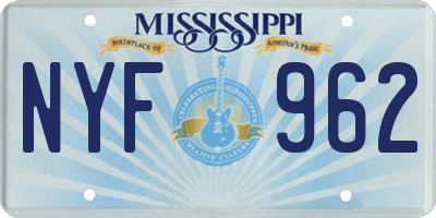 MS license plate NYF962