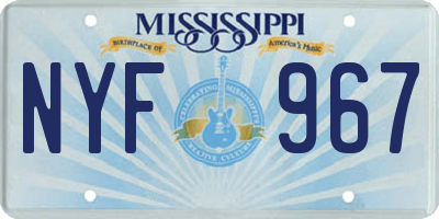 MS license plate NYF967
