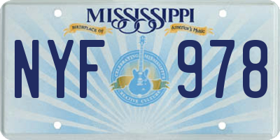 MS license plate NYF978