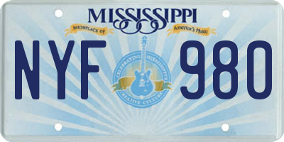 MS license plate NYF980