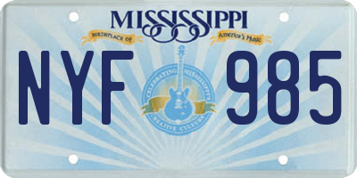 MS license plate NYF985