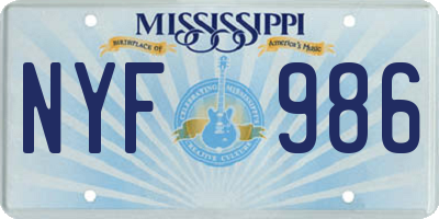 MS license plate NYF986