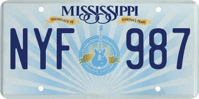 MS license plate NYF987