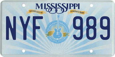 MS license plate NYF989