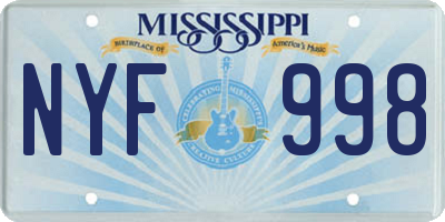 MS license plate NYF998