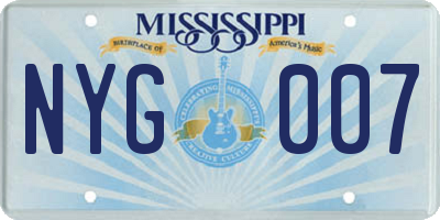 MS license plate NYG007