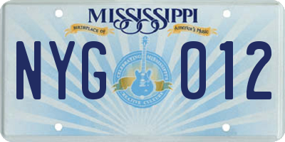 MS license plate NYG012