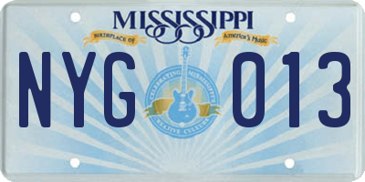MS license plate NYG013