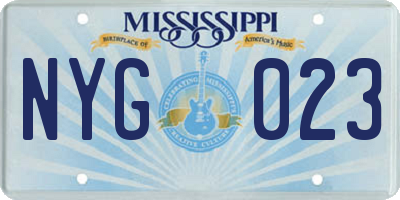 MS license plate NYG023