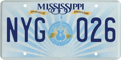 MS license plate NYG026