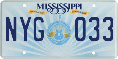 MS license plate NYG033