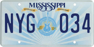 MS license plate NYG034