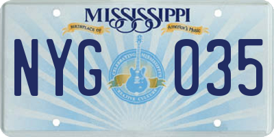 MS license plate NYG035