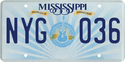 MS license plate NYG036