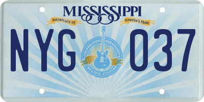 MS license plate NYG037