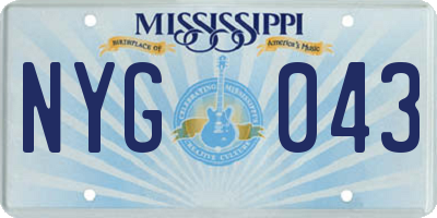 MS license plate NYG043