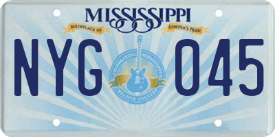 MS license plate NYG045