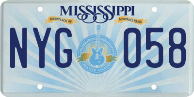 MS license plate NYG058