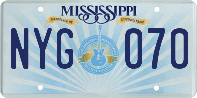 MS license plate NYG070