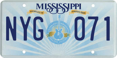 MS license plate NYG071