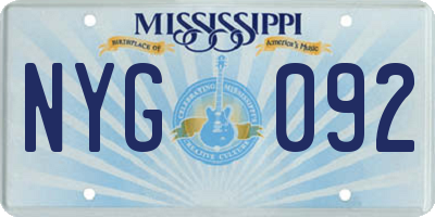 MS license plate NYG092