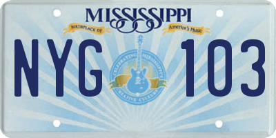 MS license plate NYG103