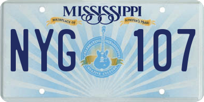 MS license plate NYG107