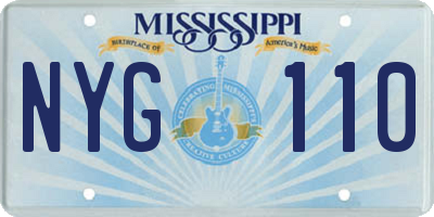 MS license plate NYG110