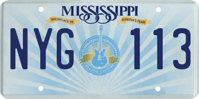 MS license plate NYG113