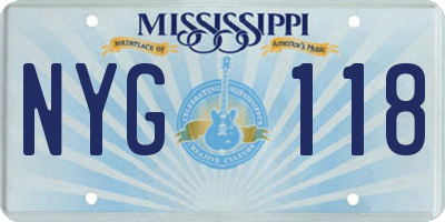 MS license plate NYG118
