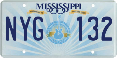 MS license plate NYG132