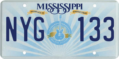 MS license plate NYG133