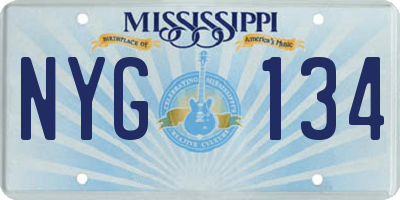 MS license plate NYG134