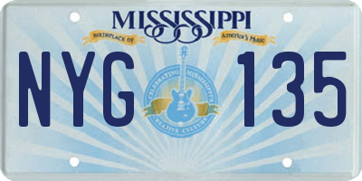 MS license plate NYG135